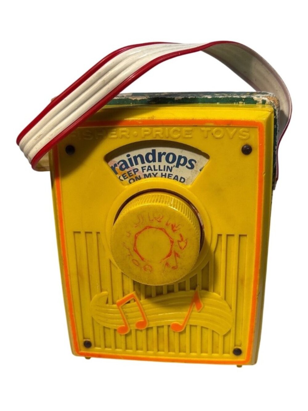 Vintage Fisher Price Music Box Pocket Radio Yellow Raindrops Keep Fallin '70s St